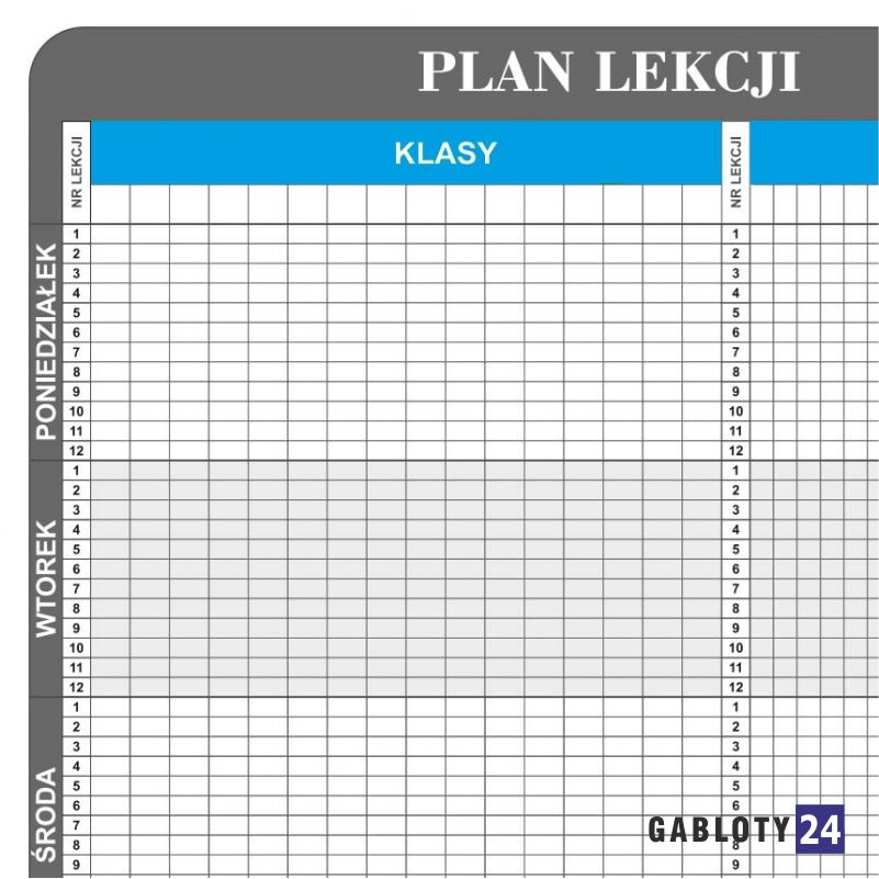 tablica plan lekcji